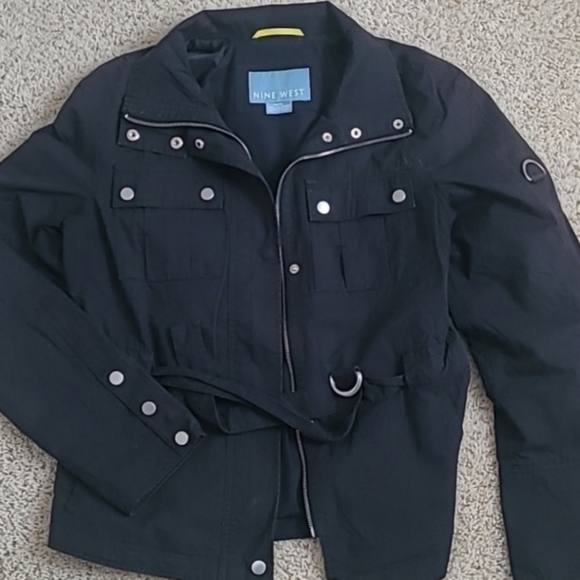 Nine West M Black Lightweight Moto Buckle Spring/Fall Outerwear Jacket - Picture 9 of 12